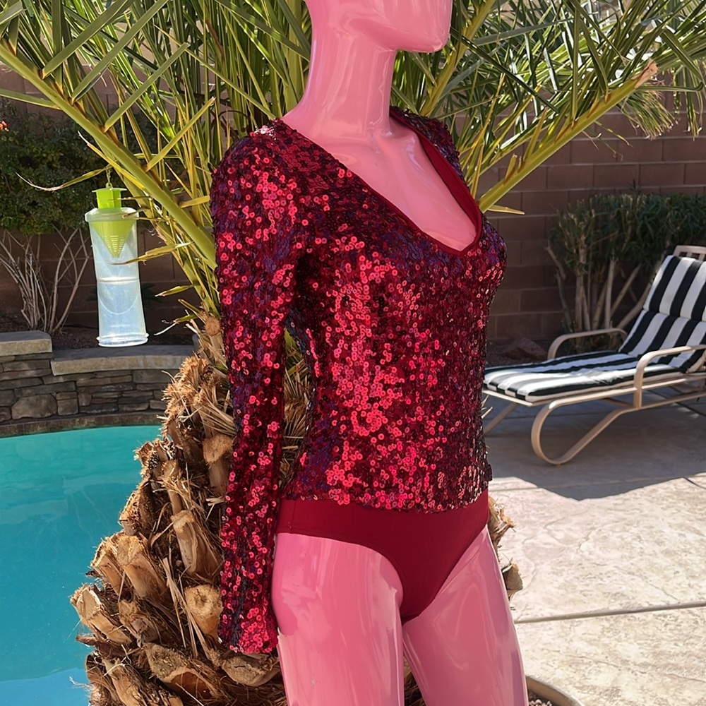 NWT RED SEQUINS BODYSUIT